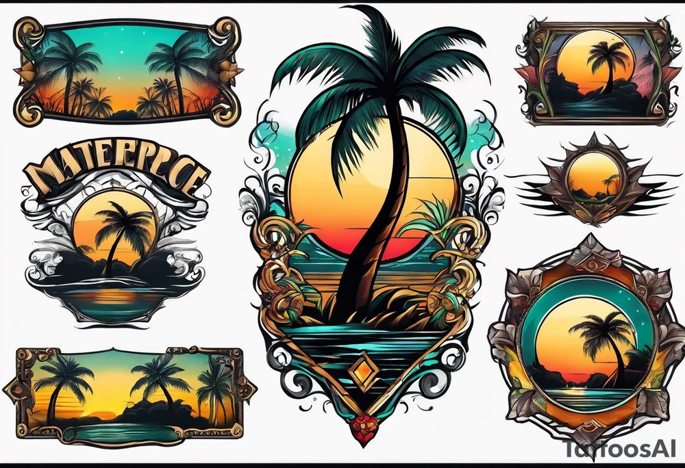 palm tree sleeve tattoo idea