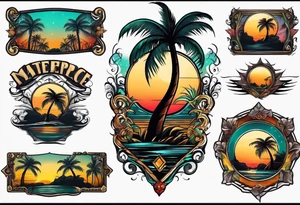 palm tree sleeve tattoo idea