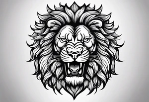 Lion head roaring with warrior tattoo idea