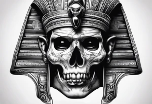 Black pharaoh skull realistic tattoo idea