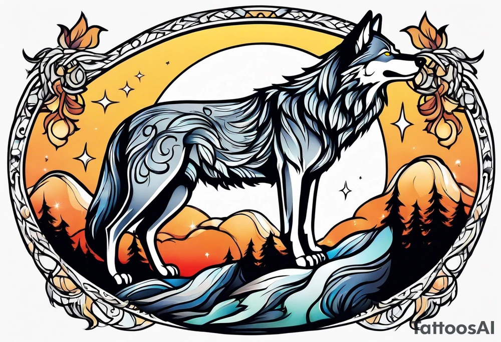 Wolf howling tattoo idea