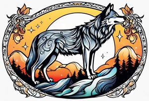Wolf howling tattoo idea