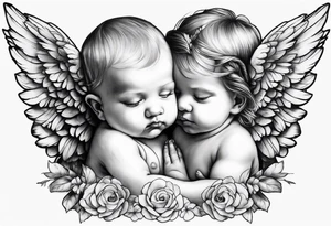 baby angels, praying, wings tattoo idea