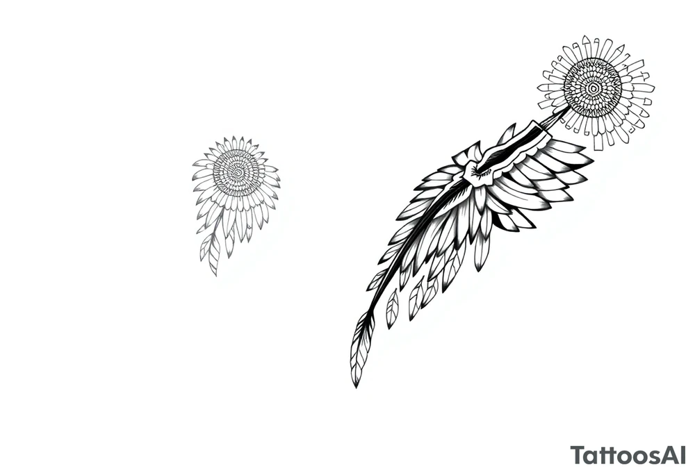 spiritual feather indian mandala shaman tattoo idea