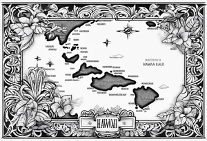 hawaiian style map of hawaii tattoo idea