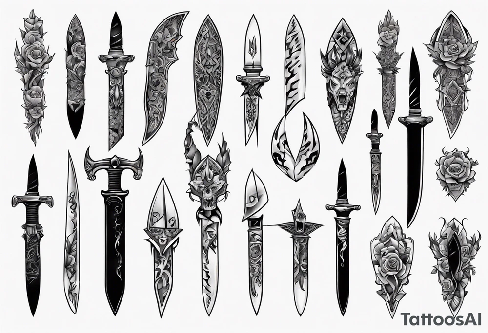 Stiletto knife tattoo idea