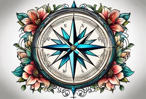 Compass , flower, cross tattoo idea