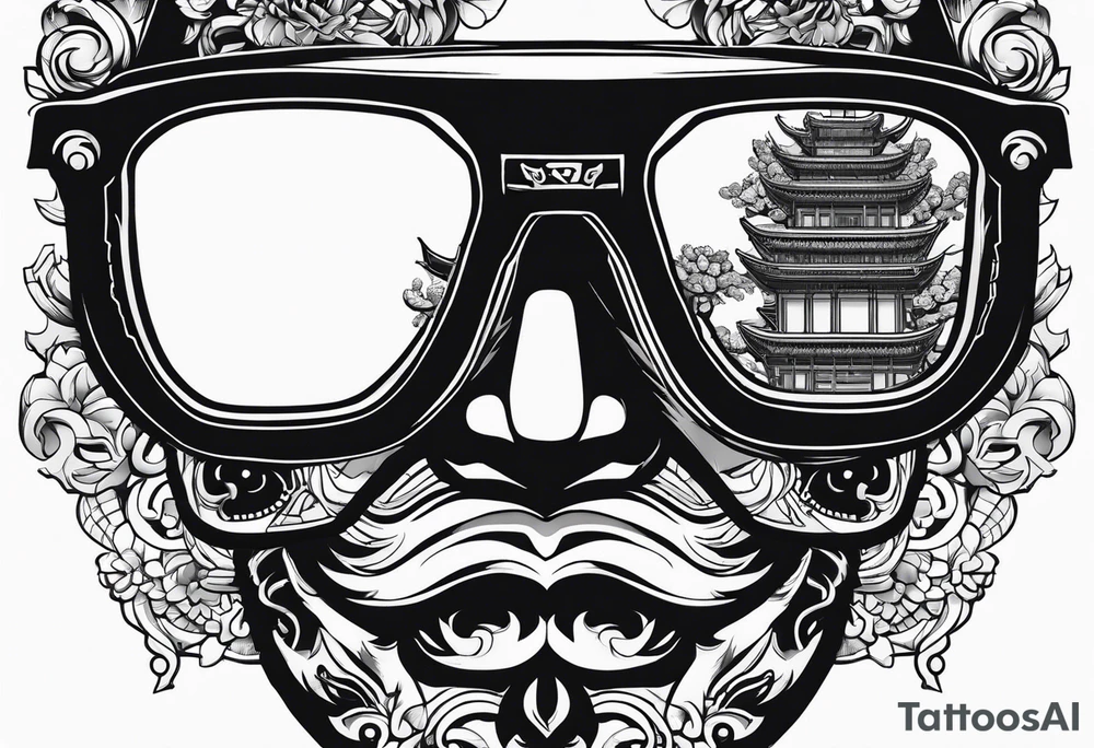 dokkaebi mask with glasses tattoo idea