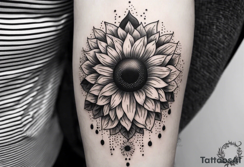 Sunflowers sun and moon tattoo idea