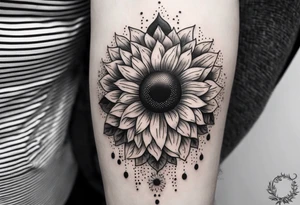 Sunflowers sun and moon tattoo idea