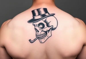 skull with top-hat and cigar in his mouth, playing cards. tattoo idea