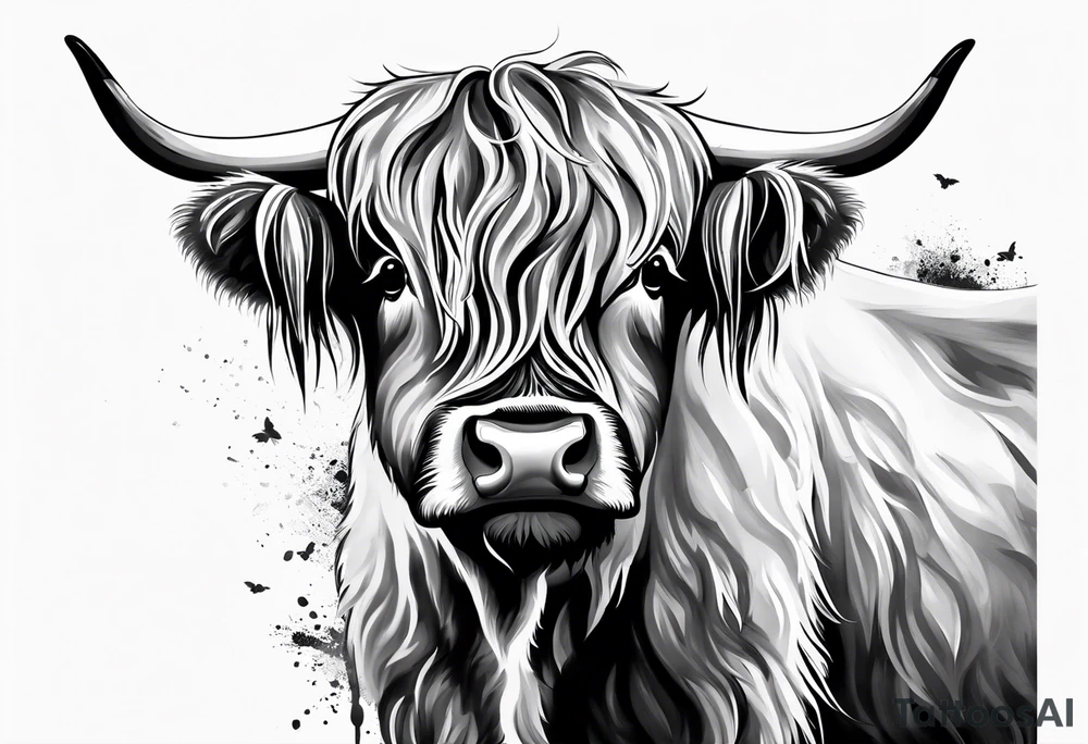 a cute highland cow on 2 feet tattoo idea