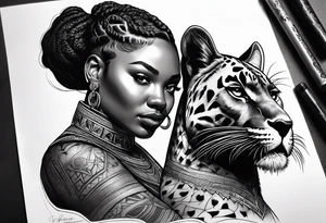 Thick black girl riding black panther tattoo idea
