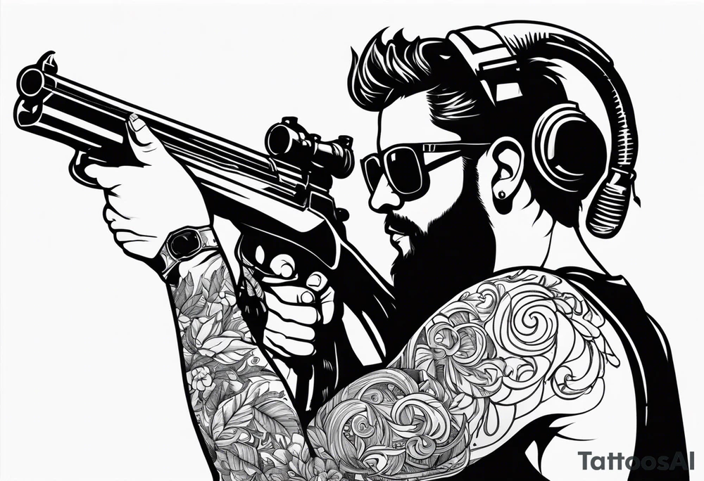 capricorn with sunglasses and a shotgun tattoo idea