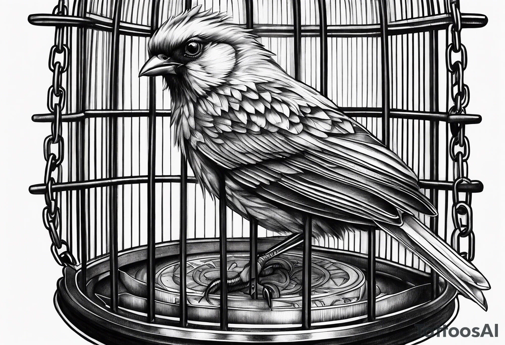 caged bird chained tattoo idea