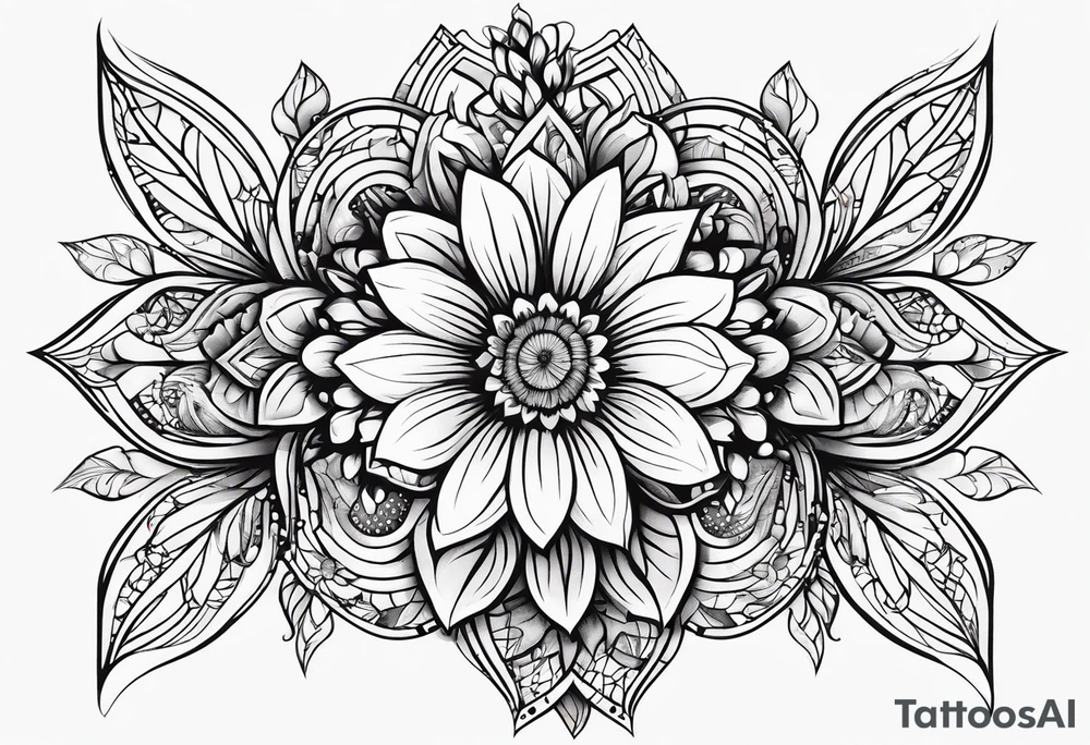 Geometric flower design incorporating driving tattoo idea