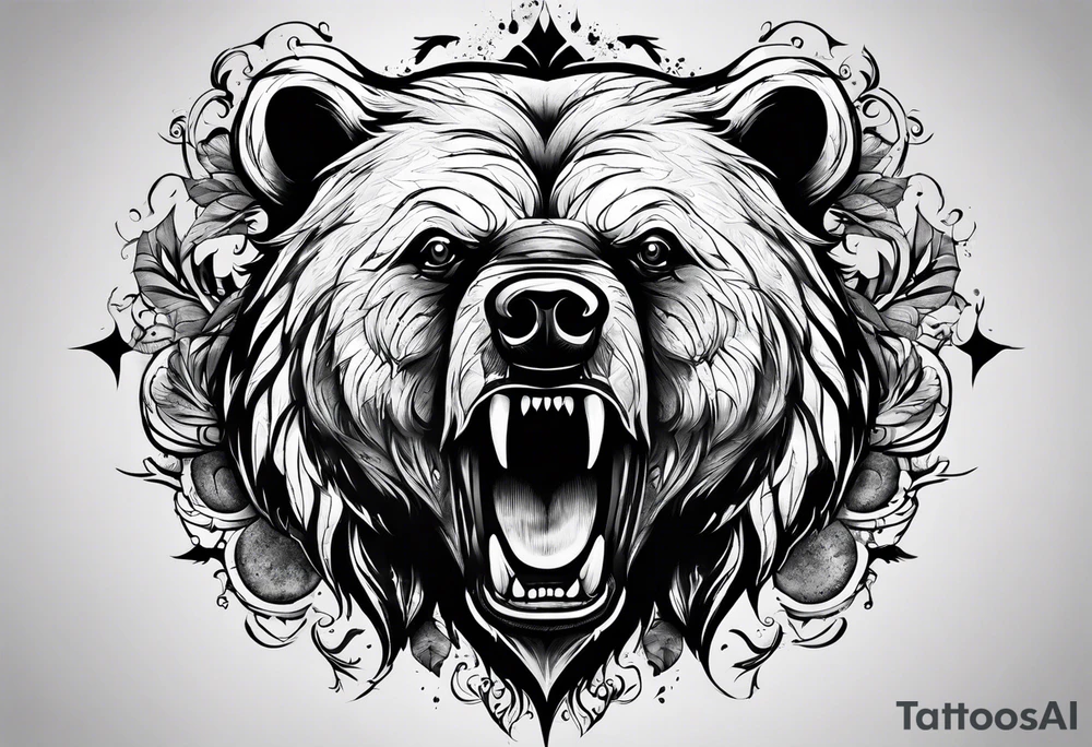 Insane killing bear Gothic primal tattoo idea