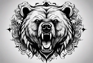 Insane killing bear Gothic primal tattoo idea