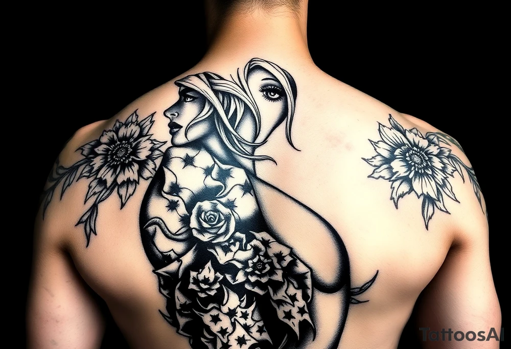 hot nude blonde girl covered in blackout tattoos tattoo idea