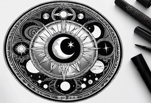 Astrology, Natal Chart, Cancer sign symbolic, vision, yin yang, the moon, the sun, Uranus, Pluto, spiritual, third eye, mystical, Zen, armband tattoo idea