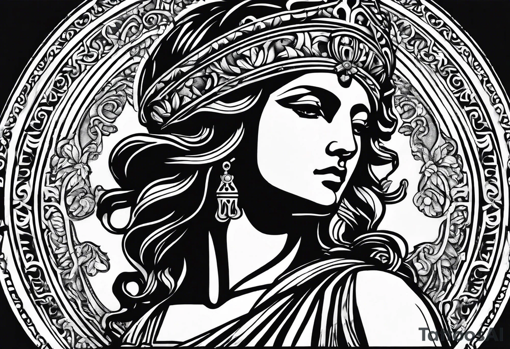 Themis (Greek Goddess of Justice), with blood in her eyes tattoo idea