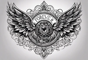 I need a cover up of an old tattoo of the word forever, the new tattoo should be a single left wing tattoo idea