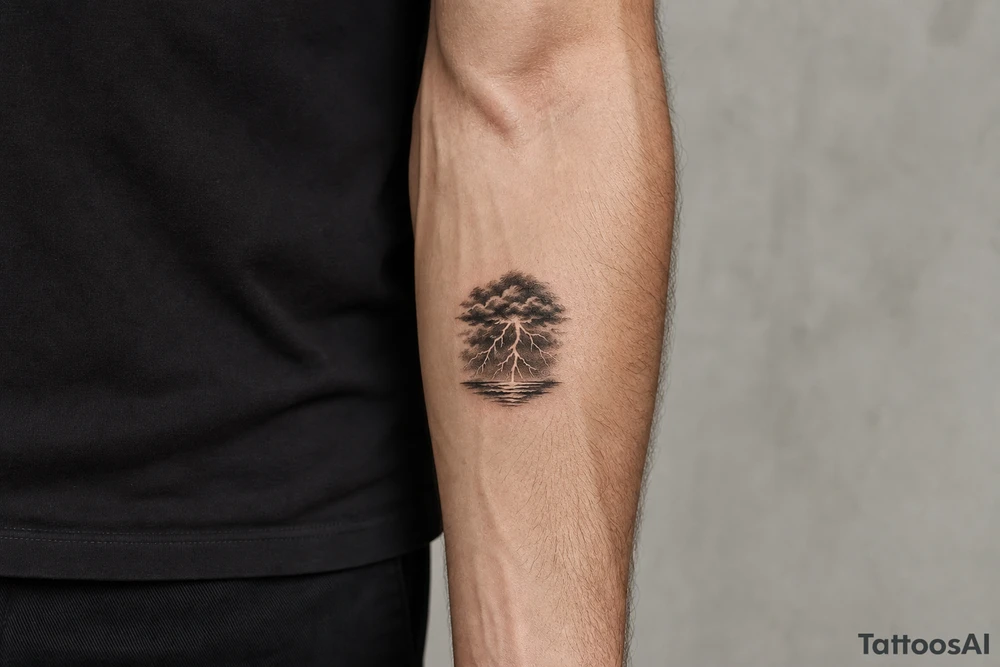 realistic lightning storm tattoo idea