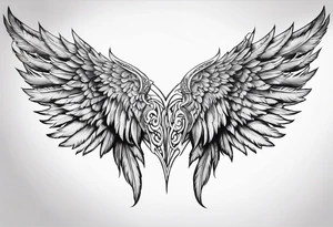 Detailed feathered angel wings tattoo idea