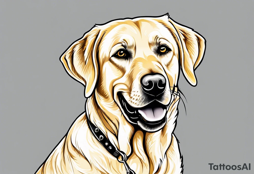 One happy looking yellow labrador retriever tattoo idea One happy looking yellow labrador retriever tattoo idea