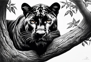 panther on a tree tattoo idea
