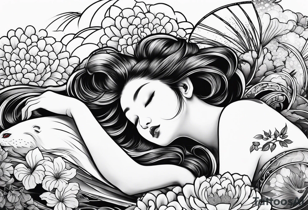 Japanese traditional sleep tattoo idea