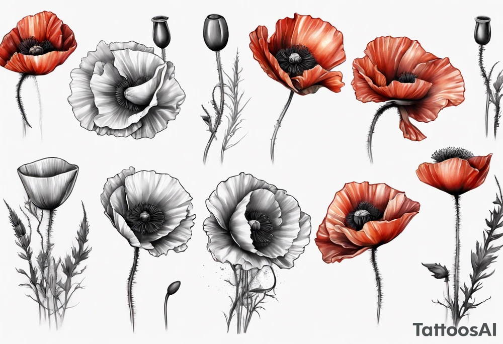 Multiple poppies tattoo idea