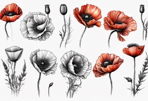 Multiple poppies tattoo idea
