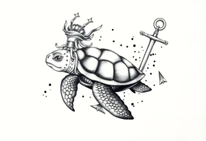 God Neptune, turtle, anchor tattoo idea