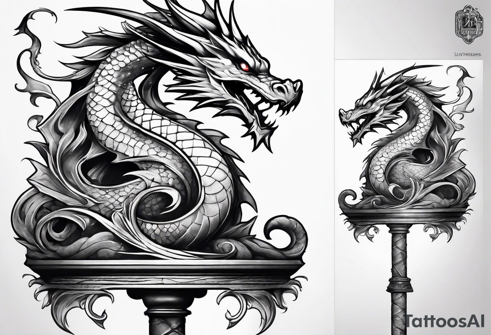 dragon perched on a pole tattoo idea