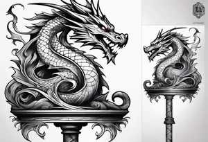 dragon perched on a pole tattoo idea