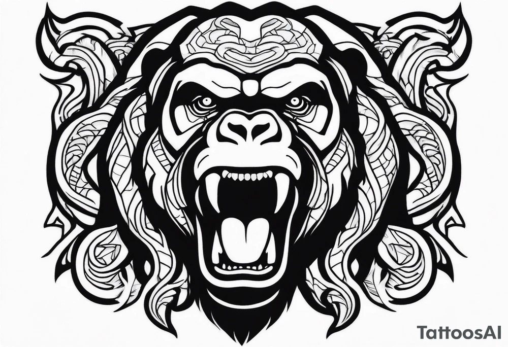 Screaming gorilla, snakes tattoo idea