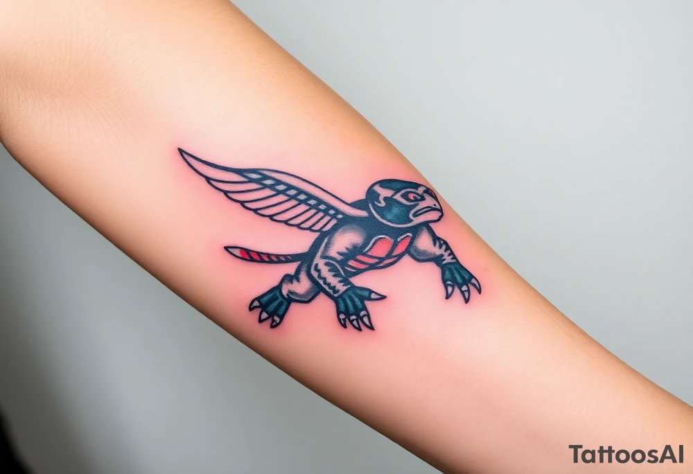 Flying ninja monkey turtle with color tattoo idea