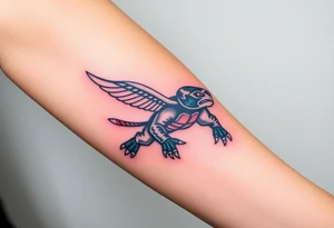 Flying ninja monkey turtle with color tattoo idea