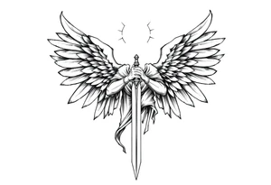 Holy Archangel, Biblical, Christianity, Archangel Michael, Hebrew, Guards of Christianity, Holding a sword, having six wings, seraphim, faceless tattoo idea