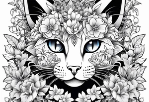 gundam cat covered in flowery vines, forearm tattoo tattoo idea
