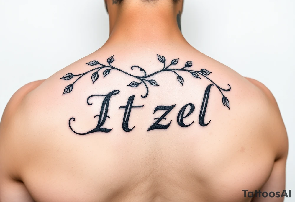 Itzel name on arm with vines around tattoo idea