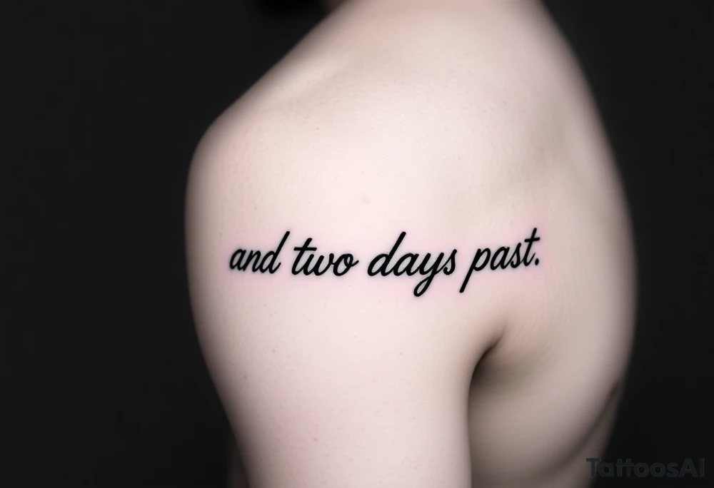 fine line script that says "and two days past" in one line on forearm right under where arm bends tattoo idea