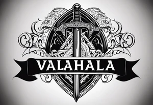 Valhalla shield sword axe tattoo idea