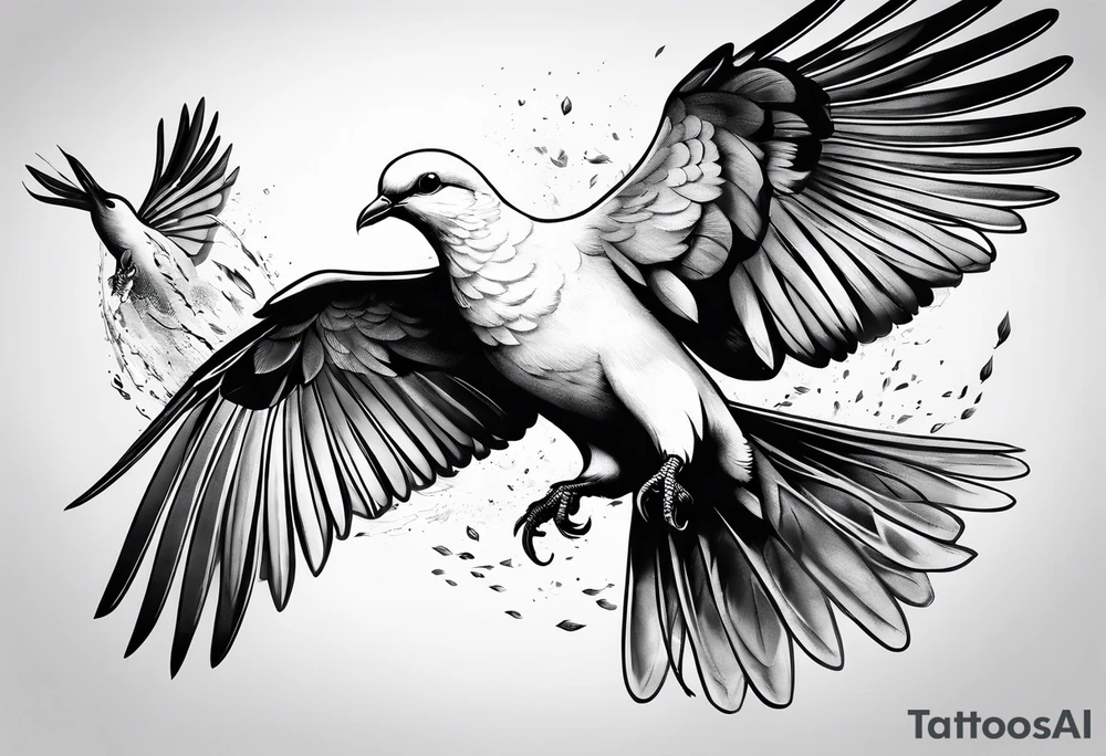 Dove chasing a magpie tattoo idea