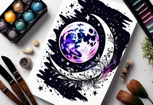 Water color moon tattoo idea