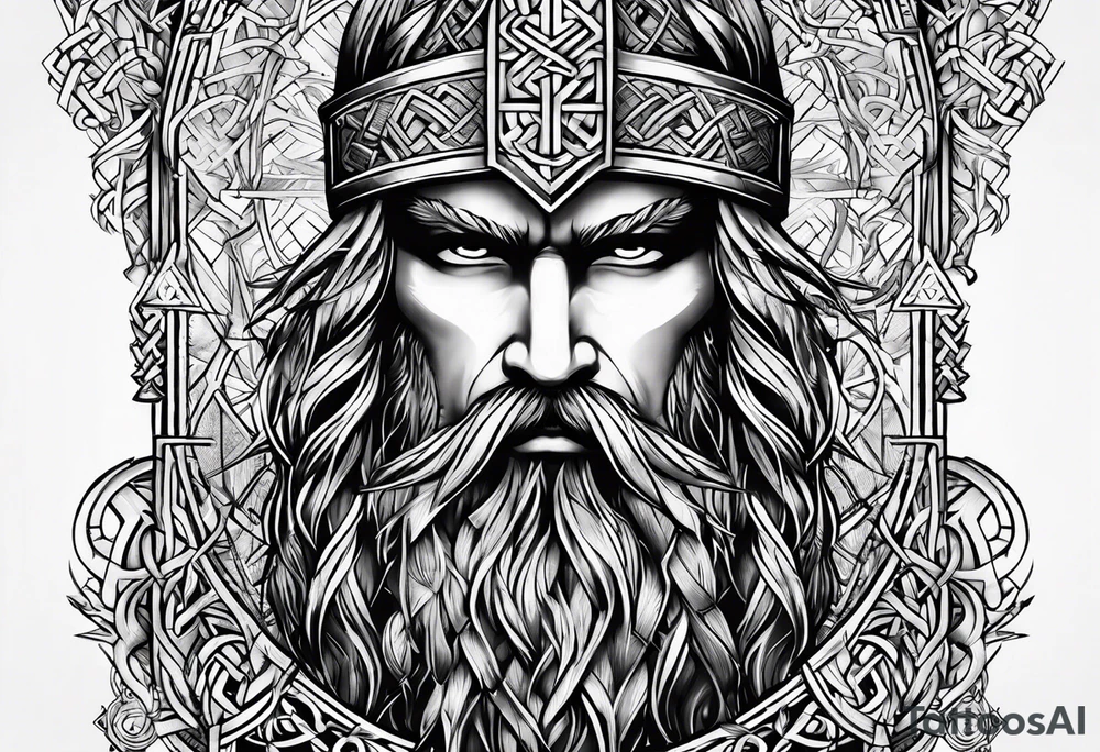 viking runes and knots head tattoo tattoo idea