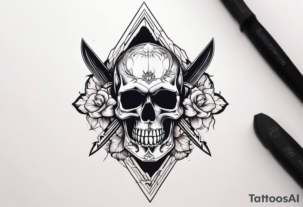 Knife, skull tattoo idea
