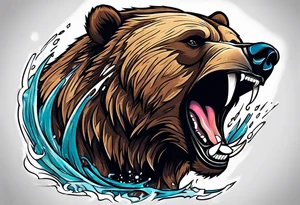 Grizzly bear growling tattoo idea