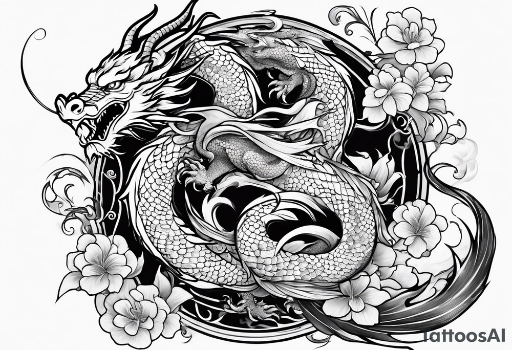 dragon and koi fish tattoo idea